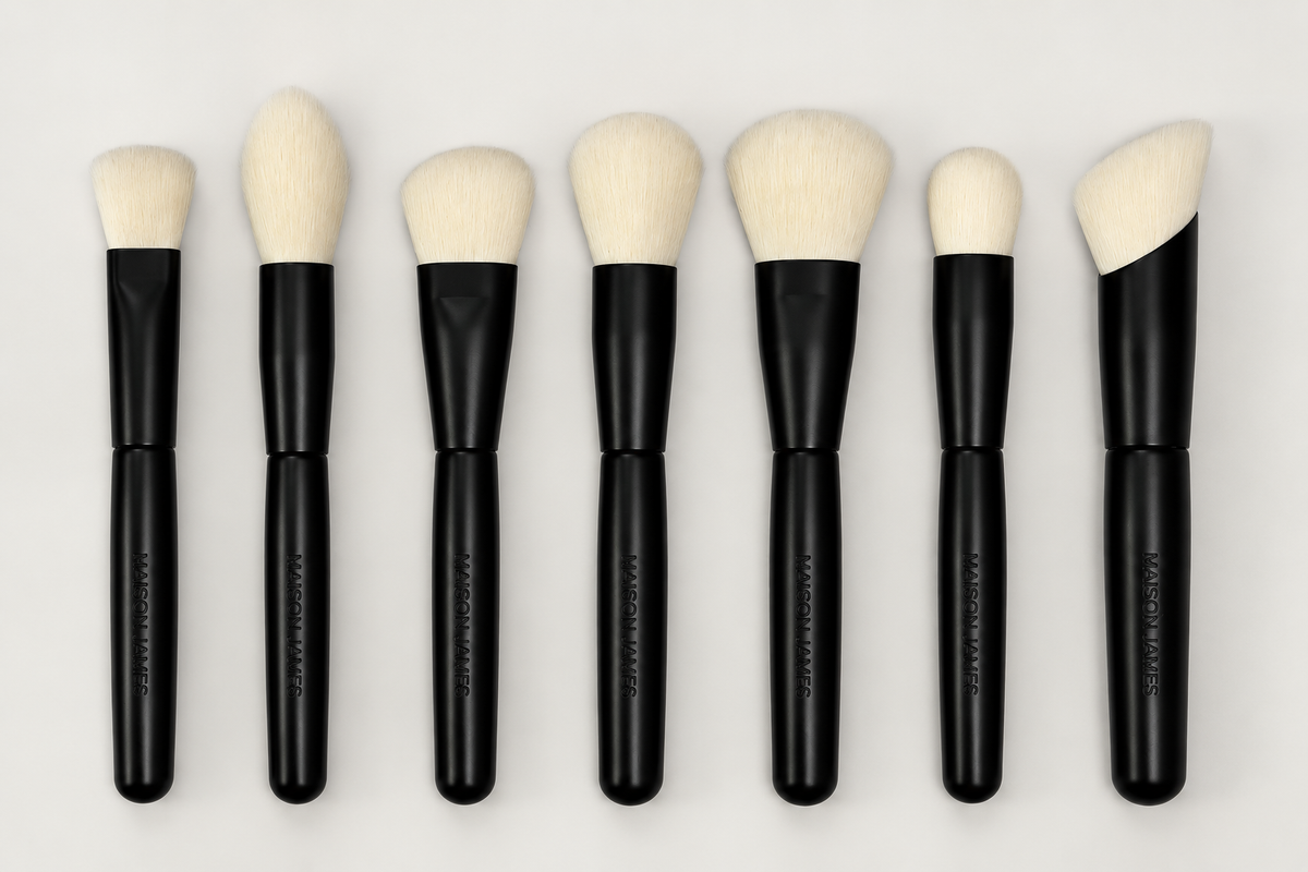 Maison James Makeup Brushes, Luxury Makeup Brushes, Black Makeup Brushes, Cream Bristled Makeup Brushes