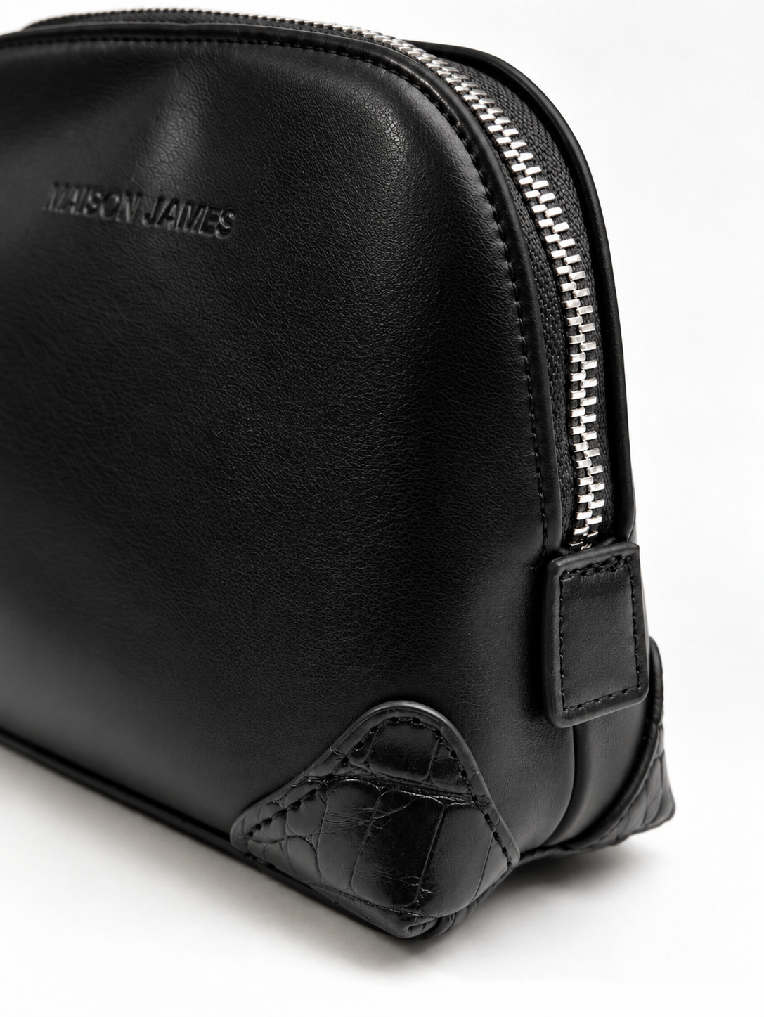 The Maison James Black Pouch Luxury makeup bag luxury makeup pouch cosmetic bag cosmetic pouch black zip pouch black vanity case vegan leather pouch