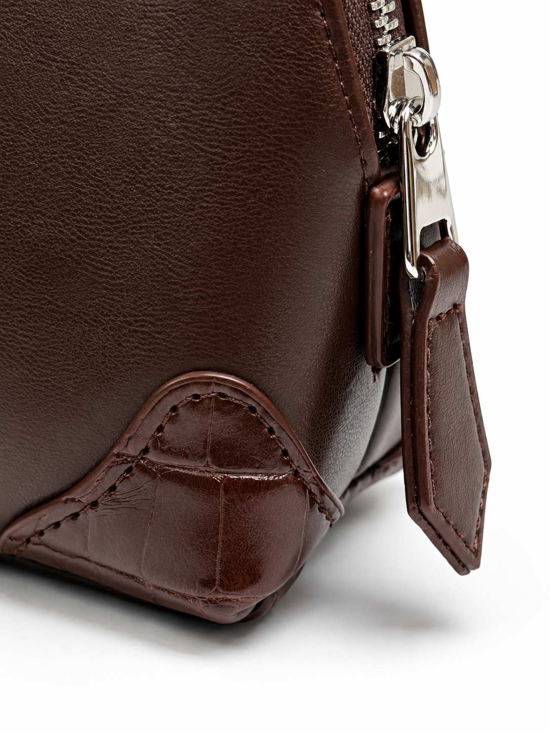 Maison James Cosmetic Pouch Makeup bag vegan leather makeup bag luxury makeup pouch zip pouch Brown makeup bag