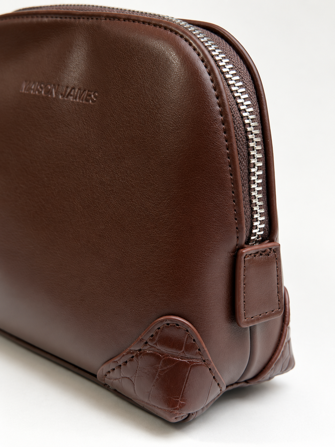 Maison James Cosmetic Pouch Makeup bag vegan leather makeup bag luxury makeup pouch zip pouch Brown cosmetic pouch